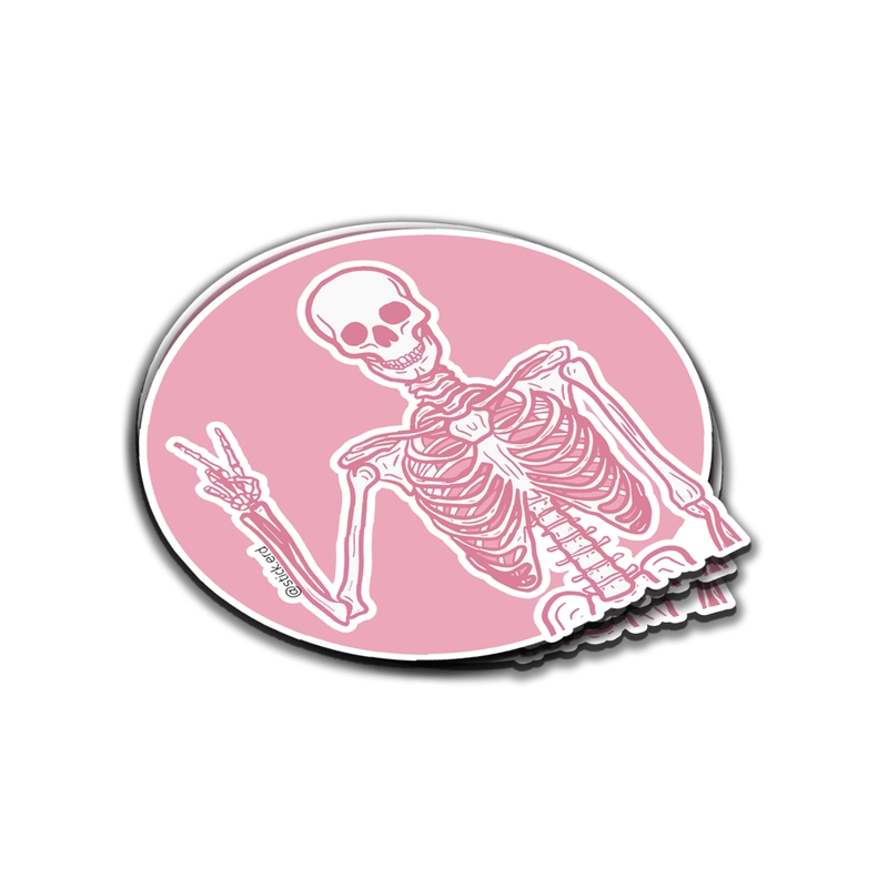 Esqueleto Paz y Amor en Rosa