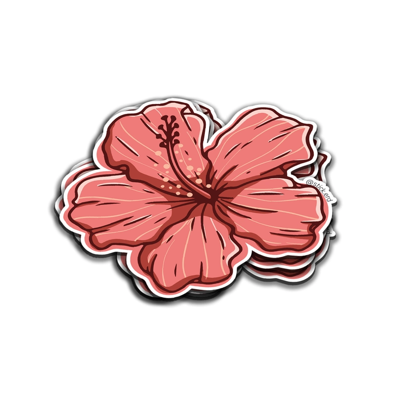 [0K8-6] Flor de Hibisco Rosa Coral