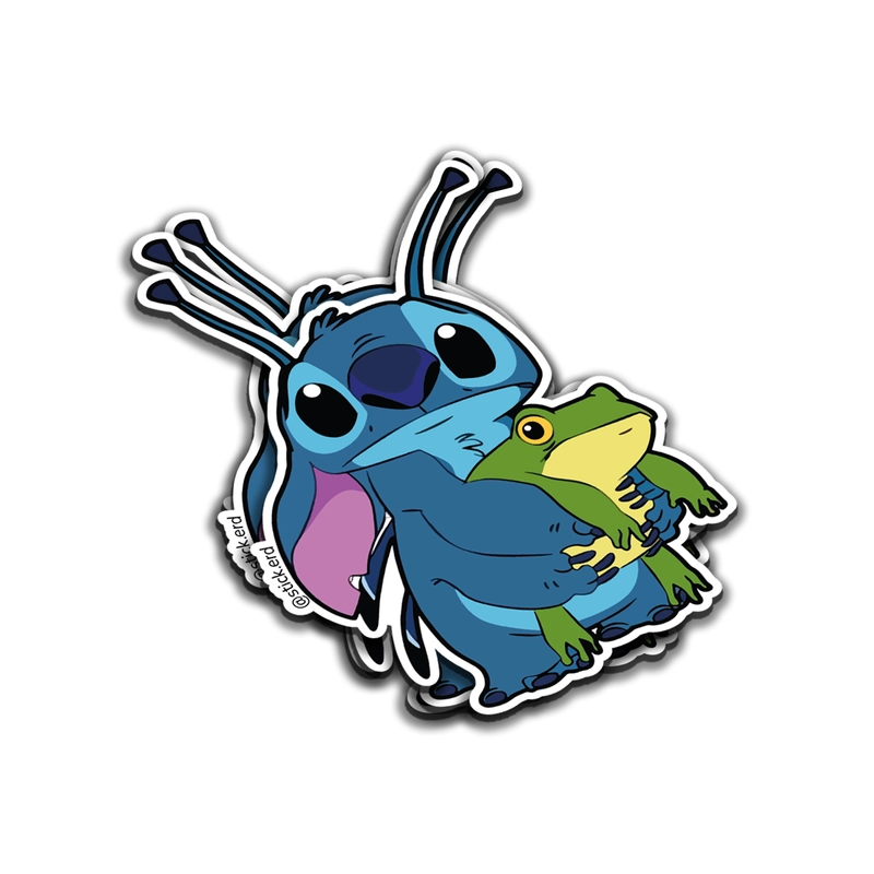 [702-9] Stitch Abraza una Rana