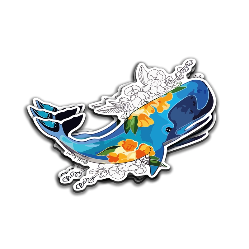 [7BW-1] Ballena Floral: Un Océano de Arte