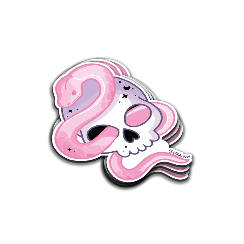 [7KB-11] Calavera Gótica con Serpiente Rosa
