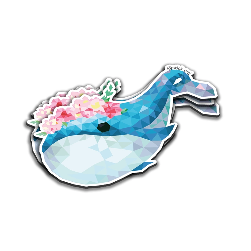 [INF-4] Ballena Poligonal Floral: Océano y Flores